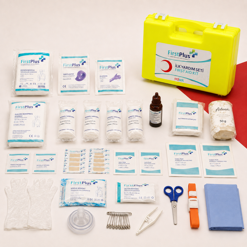 FirstPlus FP04.102 İş Yeri İlk Yardım Seti – 28 Kalem, CE Belgeli, Duvara Montajlı