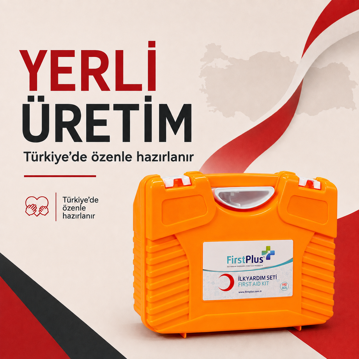 FirstPlus FP04.103 İş Yeri İlk Yardım Seti – Duvara Montajlanabilir Turuncu Çanta