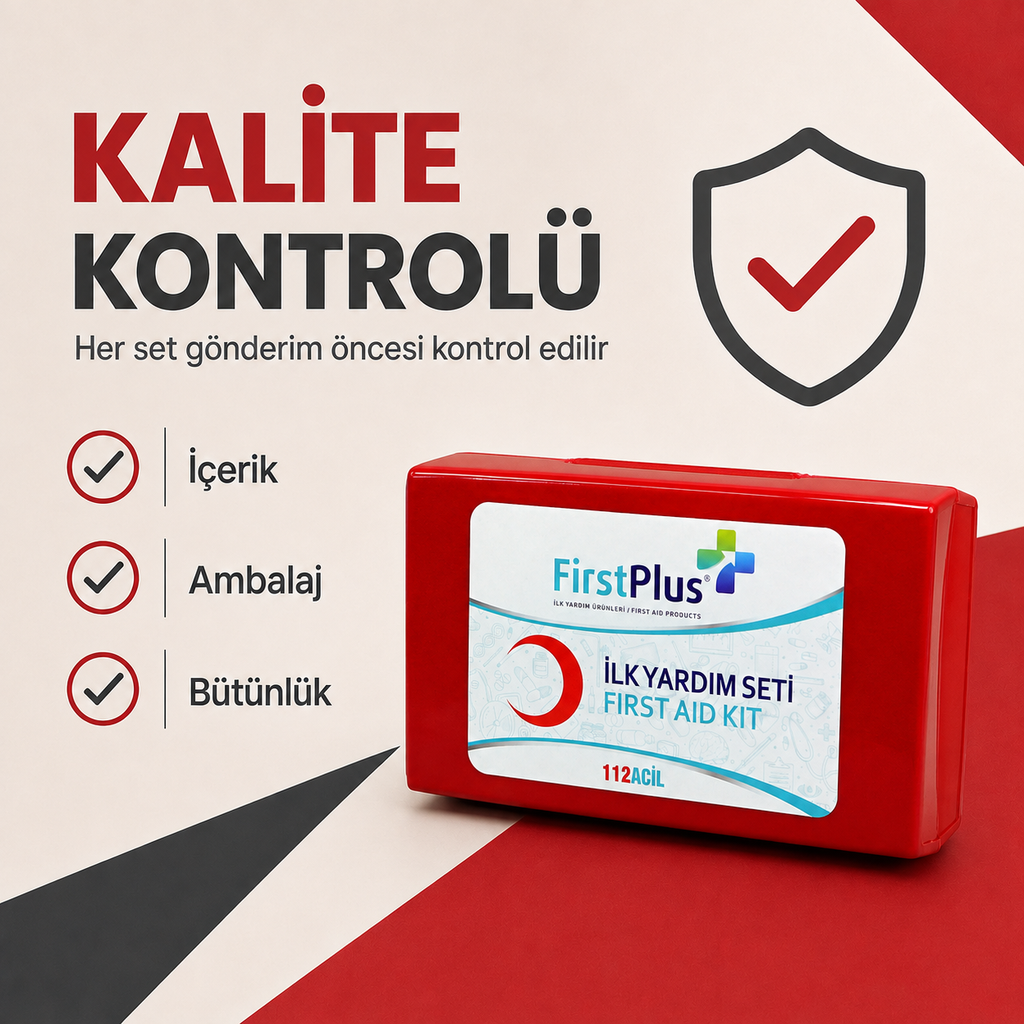 FirstPlus FP01.104 Araç İlk Yardım Çantası – 18 Kalem Kırmızı ABS Plastik Çanta