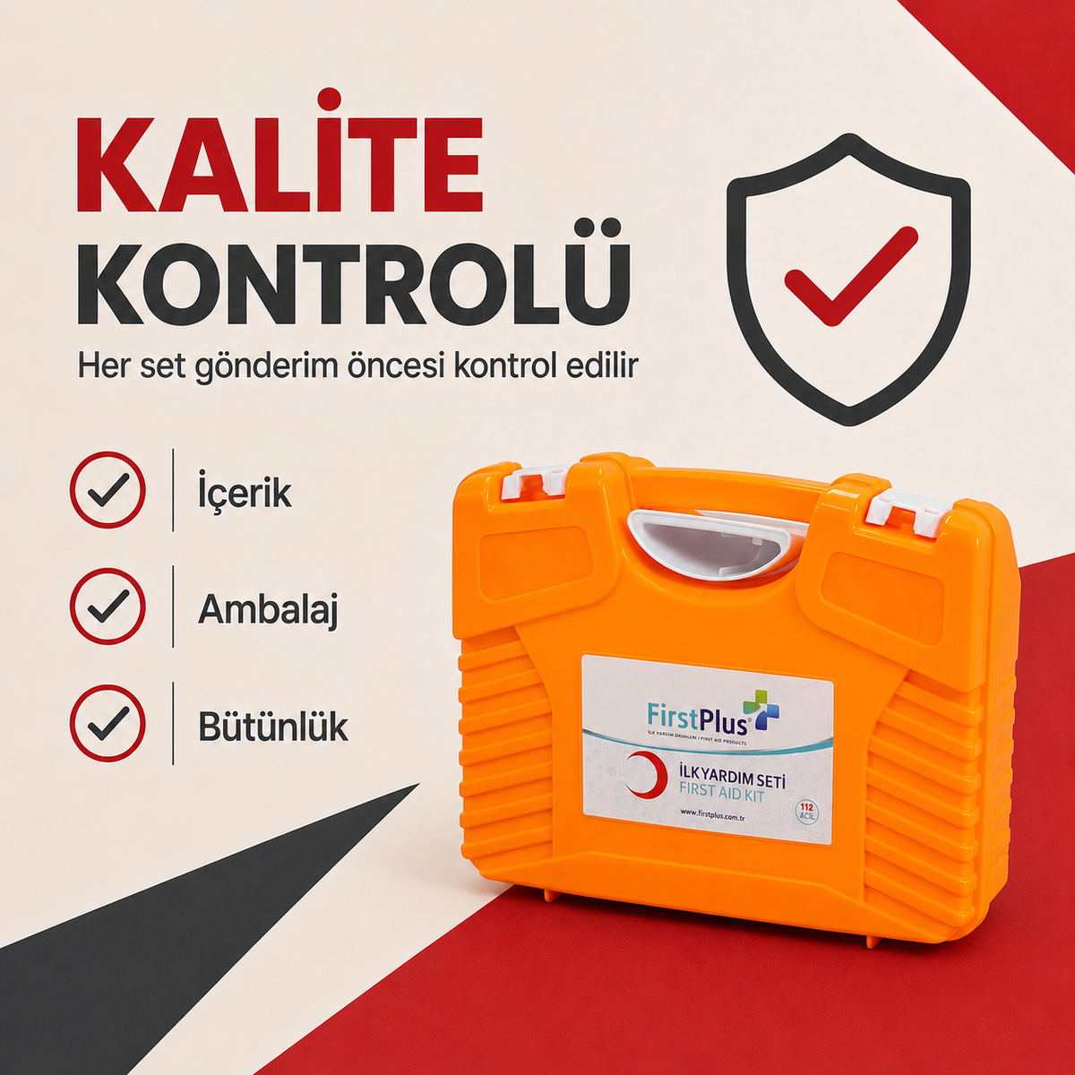 FirstPlus FP04.103 İş Yeri İlk Yardım Seti – Duvara Montajlanabilir Turuncu Çanta