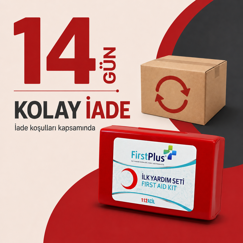 FirstPlus FP01.104 Araç İlk Yardım Çantası – 18 Kalem Kırmızı ABS Plastik Çanta
