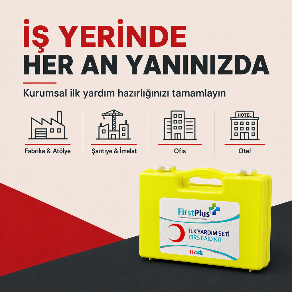 FirstPlus FP04.102 İş Yeri İlk Yardım Seti – 28 Kalem, CE Belgeli, Duvara Montajlı